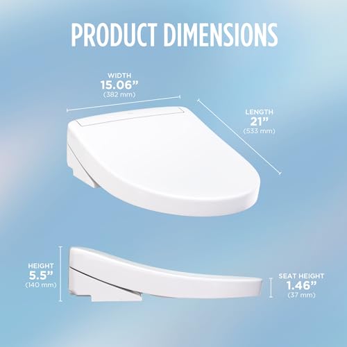 TOTO WASHLET S5 Electronic Bidet Toilet Seat with Instantaneous Water Heating, PREMIST and EWATER+ Wand Cleaning, Elongated, Cotton White - SW3446#01