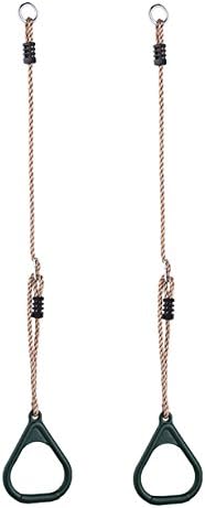 HappyPie 2pc Multi-use Kids Exercise Gymnastics Rings Outdoor and Indoor Training Equipment with Adjustable Imported Hemp Rope (Green)