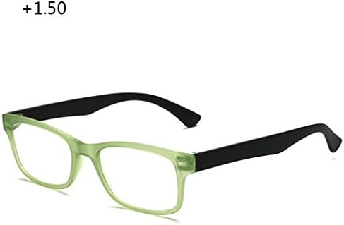 Wivily Men Women Unisex Full Frameless Reading Presbyopic Glasses Reader Clear Eyeglasses Gift for Mom Dad - Green (+1.5)