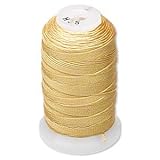 Simply Silk Beading Thread Cord Size F Gold 0.0137 0.3480mm Spool 140 Yards for Stringing Weaving Knotting