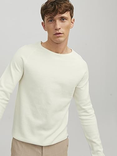 Jjehill Knit Crew Neck Noos, Suéter Hombre, Cloud Dancer, M