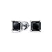 Black CZ Square Princess Cut Cubic Zirconia Stud Earrings 925 Sterling Silver For Men For Women Screwback More Sizes