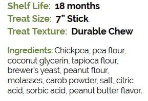 SNARKY PETS CRUNCHY TREATS (5 STICKS, PEANUT BUTTER AND CAROB)