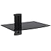 VonHaus 1x Floating Wall Shelf with Strengthened Tempered Glass - Adjustable - Black - DVD Players/Cable Boxes/Games Consoles/TV Accessories