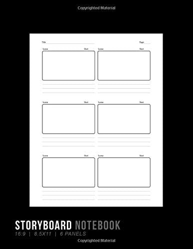 Storyboard Notebook: 16:9 8.5x11 6 Panel Notebook for Animators, Directors, Filmmakers, Storyboard Artist, Previs Artist, Cinematographer