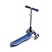 Globber Elite 3 Wheel Folding Adjustable Height Scooter with LED Lights (Dark Blue LED Deck)
