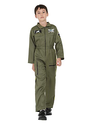 Kids Pilot Costume Flight Suit Air Force Jumpsuit Top Gun Costume for Boys Girls Toddlers ArmyGreen, M