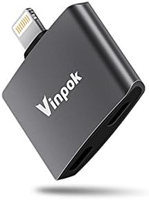 iPhone 7 Splitter, Vinpok Dual Lightning Adapter &amp; Splitter for iPhone 7 / 7 Plus, Lightning Splitter Audio &amp; Charge and Sync Data Compatible for iOS 9.2-11 System (Black)