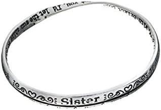 Silver-tone Sisters Twist Bangle Bracelet Prayer Card Included