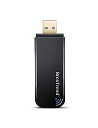 BrosTrend AC1 adaptador de red Wi Fi, USB, 1200 Mbps, correa doble, AC, 5 GHz, Wi Fi, velocidad de 867 Mbps, 2.4 GHz, 300 Mbps, para computadora de escritorio, laptop con Windows 10, Windows 8, Windows 7, Vista, XP, USB 3.0, AC 1200