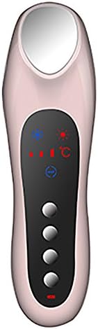 GWJ Facial Massager, Firming Care Anti-Wrinkletightening LED Screen Portable Hot-Cold Cold 6° Hot 42°Facial Beauty Instrument Massager USB Rechargeable,Pink