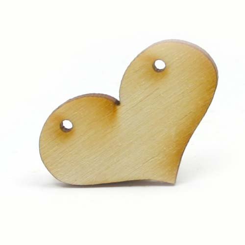 Mylittlewoodshop - Pkg of 6 - Heart Country - 1-1/2 inches by 1 inch with 2 2mm holes and 1/8 inch thick unfinished wood(LC-HART06-6)