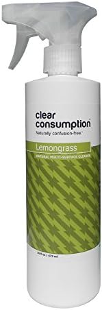 16 oz Lemongrass Clear Consumption Natural Multi-Surface Cleaner - For Ingredient-Conscious Consumers - Made from USDA Organic Vegetable Oils