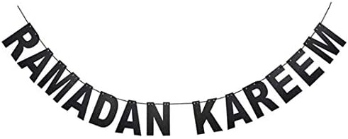 Ramadan Kareem and Eid Mubarak Glitter Silver Golden Letters Hanging Banners Islamic Muslim Eid Festival Party Decoration (E)