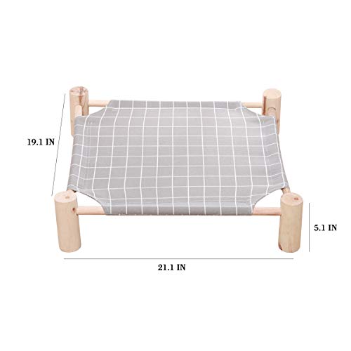 Cat Hammock Elevated Cot Bed with Stand, Wooden Dog Raised Bed Off The