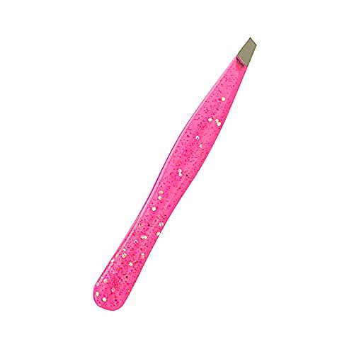 HTTC-XPRO Stainless Steel Professional Tweezers for Eyebrows, Facial Hair & Ingrown Hair Removal, Eyelash Extensions (Pink-Glitter)