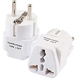 2 Pack European Travel Adapter Plug for European Outlets - Type C, Type E, Type F - Europe Plug Adapter Works in France, Spain, Italy, Germany, Netherlands, Belgium, Poland, Russia & More