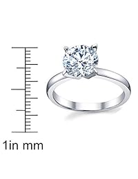 Anillo de boda compromiso, 2 quilates ronda brillante circonio cúbico CZ anillo de compromiso plata esterlina, tamaños 4 a 11