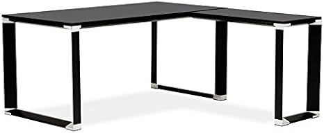 Alterego Bureau De Direction En Angle Design Xline En Bois Noir Amazon Fr Cuisine Maison