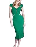 Senfloco Women's Vintage Rockabilly Pinup Stretch Party Evening Pencil Dress