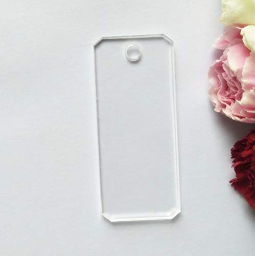 15PCS of Blank Clear Acrylic Rectangle Drop Key Chain,Wedding Ornaments Laser Cut,Blank Acrylic Rectangle Kecyahin Accessory (1.25" X 3.5")
