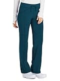 Cherokee Women's Infinity Low Rise Straight Leg Drawstring Pant, Caribbean Blue, Medium Tall