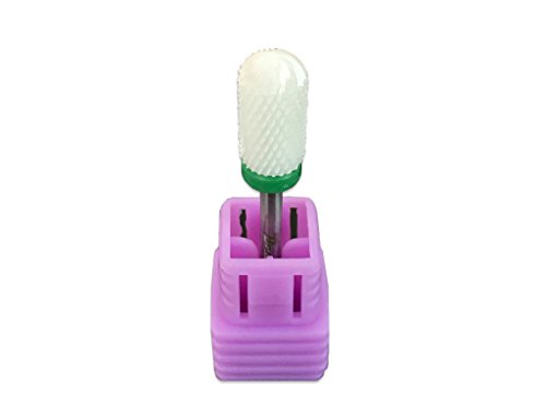 Beauticom Professional USA Ceramic White ROUND Top LARGE Barrel Bit Nail Drill (Grit: COARSE) 3/32" Shank Size