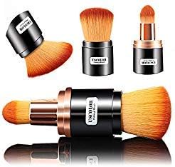 [Dual-ended] Foundation Makeup Brushes, Kabuki Blush Powder Brush, Premium Retractable Concealer Cosmetic Kit, Soft Synthetic Hair, Dry or Blending Liquid Cream Use