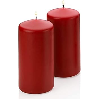 Light In The Dark Red Pillar Candles - Set of 2 Unscented Candles - 6 inch Tall, 3 inch Thick - 36 Hour Clean Burn Time