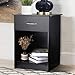 INTEY Nightstand with Drawer and Open Storage Shelf, Side End Table for Bedroom Living Room, Black