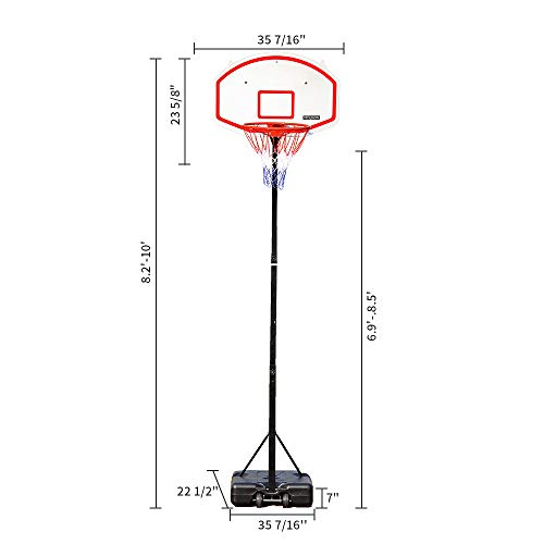 FCH Basketball Hoop, 8.2'-10' Adjustable Height 36" X 26" Big Backboard Portable Basketball Stand for Youth Sports Basketball Syestem with Wheels 2 Basketball Nets Indoor/Outdoor