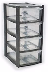 Vsl 4 Drawer Mini Small Plastic Storage Tower Silver Amazon Co Uk