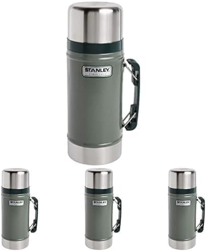 STANLEY Classic Legendary Vacuum Insulated Food Jar – Stainless Steel, Naturally BPA-free Container – Keeps Food/Liquid Hot or Cold for 15 Hours, Hammertone Green, 24 OZ / 0.71 L (Pack of 4) Image