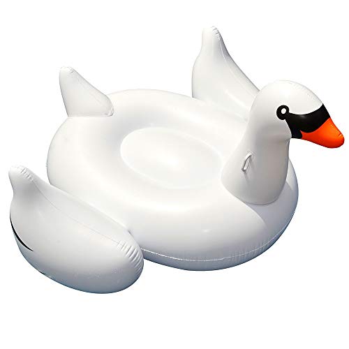 swimline 90621 giant swan inflatable ride-on pool float, 1-pack, white