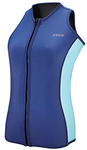 EYCE Women's Wetsuits Top Premium Neoprene 3mm Zipper Diving Sailing Snorkeling Kayaking Vest (Blue & Aqua, Medium) - Thumbnail 5