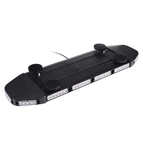 Linkitom LED Strobe Flashing Light Bar -Double Side LED High Intensity Low Profile Magnetic Roof Mount Emergency Hazard Warning Lighting Bar/Beacon/with16 ft Straight Cord (30.5'', White & Amber)