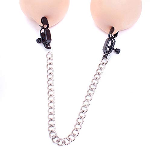 Mggsndi Metal Nipple Clamp Brest Labia Clips with Chain Flirting Couple Adult Game Sex Toys