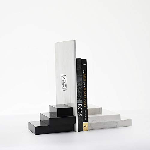 MQW Modern Simple Black and White Staircase Marble Bookend Magazine Shelf Living Room Bedroom Hotel Cafe Bookstore Desktop Decoration 25 7.5 13CM Delicate and Beautiful