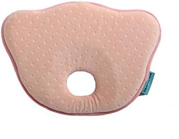 TRAVEL AID NEWBORN BABY PILLOW HEAD SHAPING SOFT MEMORY FOAM FOR INFANT COMFORT SLEEPING &amp; TO PREVENT FLAT HEAD (Pink)