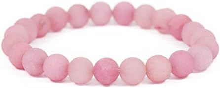 Lovelybead Gemstone Bracelets Natural Genuine Gemstones Birthstone Handmade Healing Power Crystal Beads Elastic Stretch 8mm 7.5 Inch Unisex (Light Pink Agate)