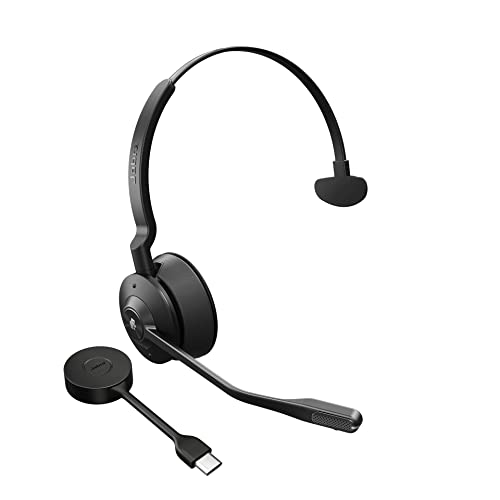 Jabra Engage 55 Schnurloses Mono Headset mit Link 400 USB-C DECT-Adapter - Mikrofon mit Geräuschunterdrückung, umfangreiche Reichweite, Gehörschutz - Für MS Teams zertifiziert - Schwarz