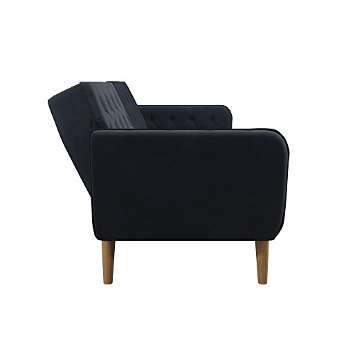 Novogratz Tallulah Memory Foam Futon, Blue Velvet,Width 83",Depth 33.