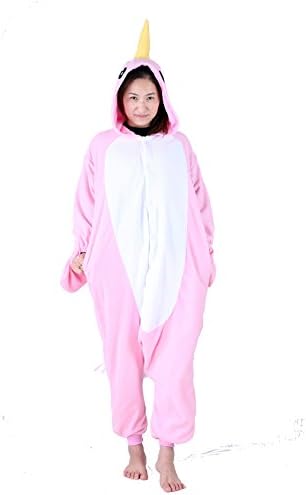 LAYSHOW Adult Unisex Animal Cosplay Pajamas Narwhal Costumes Homewear Onesie