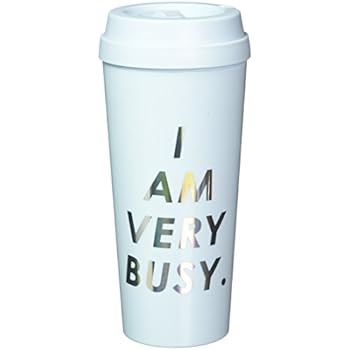 Ban.do Hot Stuff Insulated Thermal Travel Mug, 16 Ounces, I Am Very Busy (ice blue)