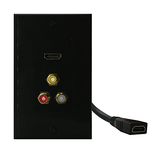 HDMI RCA Wall Plate,3 RCA HDMI Wall Plate,Yomyrayhu,Suppot Audio Video and HDMI 2.0 4Ｋ/60Ｈz,Black