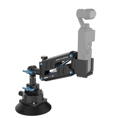 Osmo Pocket Car sucker Mount Blade Arm Sunction Cup Shock Vertical shock Absorbing Car Shooting With safety lock rope 40kg load-bearing Compatible with DJI Osmo Pocket/Gopro/360Action Camera