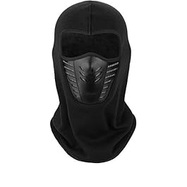STHIRA® Warm Balaclava Full Face Mask Cover with Breathable Mesh Silicone Panel, Winter Fleece Neck Warmer Wind Proof, Fit Helmet Hat for Adults – Elastic Size Universal(Black)