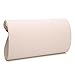 Womens Faux Leather Envelope Clutch Bag Evening Handbag Shouder Bag Wristlet Purse With Chain Strap.(Beige)