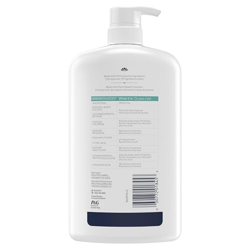 IVORY BODY WASH, DESIGNED FOR THE WHOLE FAMILY, GENTLE FORMULA, FREE OF DYES HEAVY PERFUMES PARABENS PHTHALATES & SILICONES, DESIGNED FOR SKIN’S PH, FRAGNANCE-FREE, 35 OZ