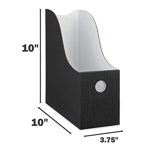 Dunwell Black Cardboard Magazine Holder (2 Pack), Sturdy Black